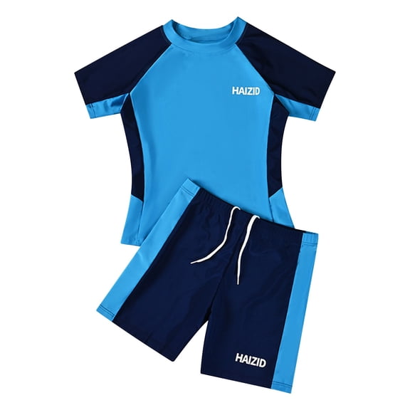 EnJoCho Baby Boys Rash Guard Swim Set Short Sleeve Bathing Suits Swim Trun𝗄s Two Piece Swimwear Baby Toddler Sun Protection Outfit Pool Gear Water Play Outfit