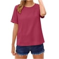 thumbnail image 4 of Vmvidoty Pleated Blouses for Women Dressy Casual Tops Business Work Shirts Shortless Crew Neck Summer Outfits Wine XXL, 4 of 8