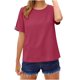 thumbnail image 4 of TaTaai Women's short sleeve crew neck top, linen cotton fabric, solid color, button cuffs, cutout detail, pullover style, casual loose fit, soft breathable, ideal for daily outings Gift, 4 of 8