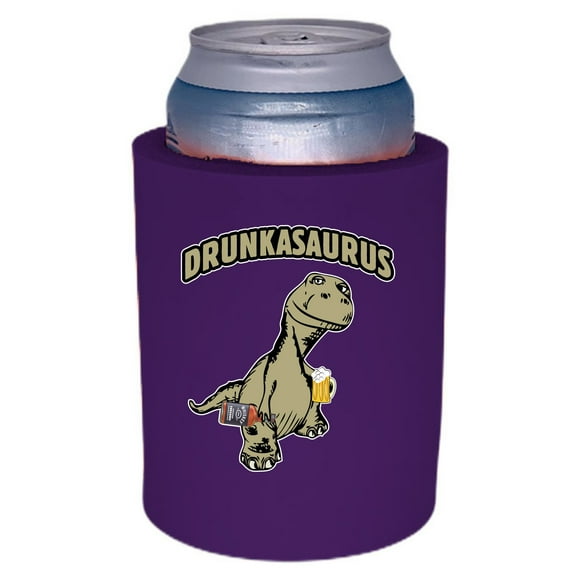 Drunkasaurus Thick Foam Old School Can Coolie (Purple)