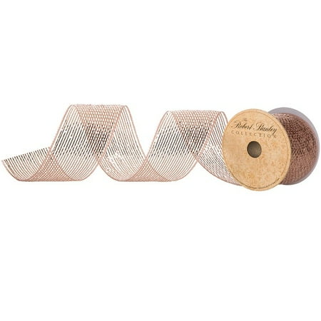 Rose Gold Metallic Decoration Mesh Ribbon Christmas Diy Ribbon 2.5 inch