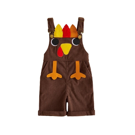 RUINIXCW Thanksgiving Kids Jumpsuit, Sleeveless Cute Turkey Overalls for Boys Girls