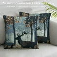 thumbnail image 3 of Creowell Moose Throw Pillow Cushion Cover, Forest Design Abstract Woods North American Wild Animals Deer Hare Elk Trees, Decorative Square Accent Pillow Case 12x12in, 3 of 5