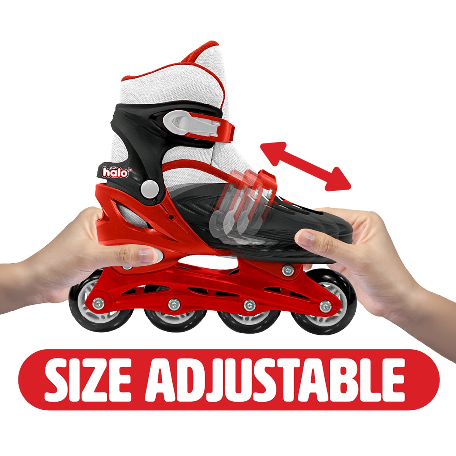 HALO Rise Above Jr. 3-Piece Adjustable Inline Skates Combo Set - Red - Skates and Helmet- Youth-Junior Sizes 12-2
