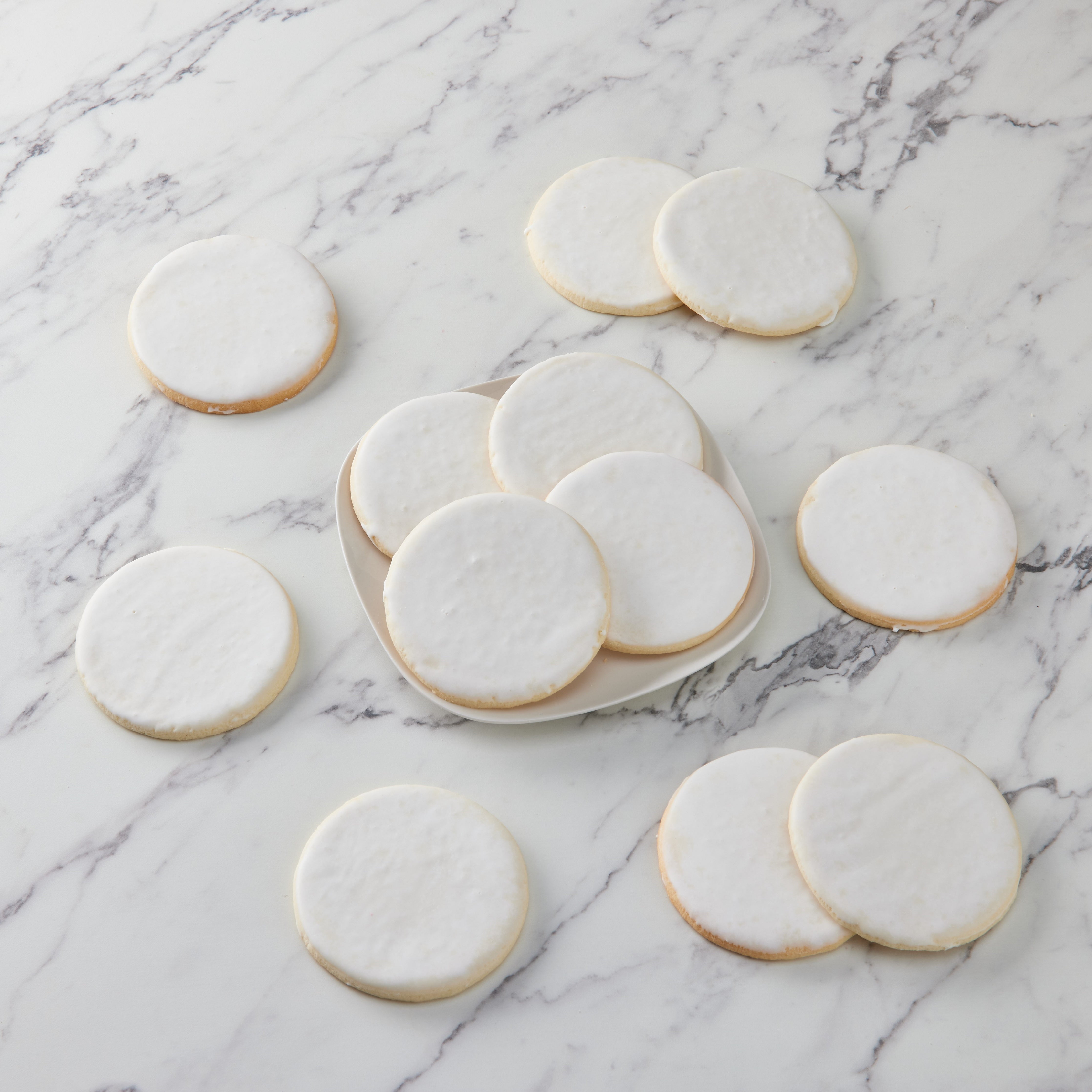 Case of 50 White Iced Smiley Cookies - Nut Free, Kosher, Individually Wrapped Sugar Cookies