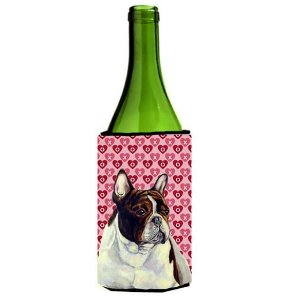 French Bulldog Hearts Love Valentines Day Portrait Wine bottle sleeve Hugger - 24 oz.