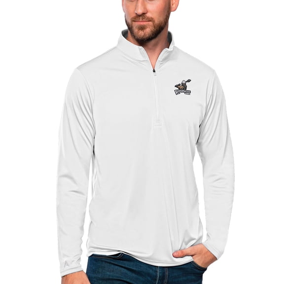 Men's Antigua White Calgary Roughnecks Tribute Quarter-Zip Pullover Top