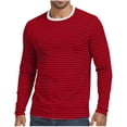 thumbnail image 2 of Guluxicc Striped Shirts for Men Classic Fit Crew Neck Long Sleeve Tops Summer Casual Outfit, 2 of 6