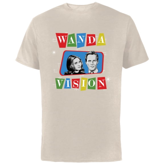 Marvel Studios WandaVision Logo TV Sitcom Style Disney - Short Sleeve Cotton T-Shirt for Adults - Customized-Natural