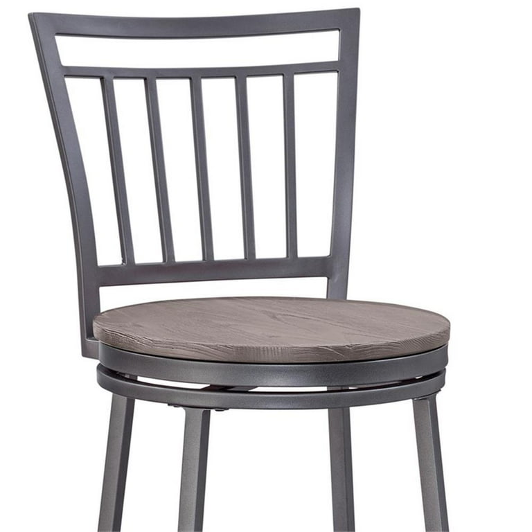 American Woodcrafters Talia Gray Metal Swivel 25-inch Seat Height