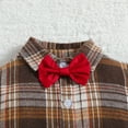 thumbnail image 5 of GYRATEDREAM Baby Toddler Baby Boys Christmas Gentleman Plaid Print Outfit Bow Tie Shirt+ Suspender Pant Clothes Sets Infant Dress Suit Wedding Outfit for 18-24M Red, 5 of 9