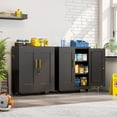 thumbnail image 2 of Rolling Metal Tool Storage Cabinet with Doors and Adjustable Shelves, Small Locking Garage Storage Cabinet, Black Steel Tool Cabinets with Wheels for Garage, Basement, Office, Utility Room, 2 of 7