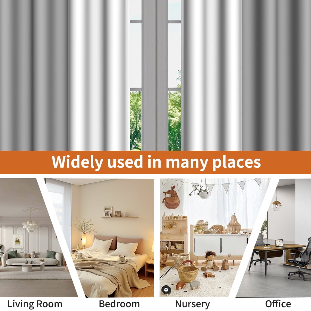 Lfeey Gray Blackout Curtains 63 Inches Long, Room Darkening Grommet Curtains Drapes, 2 Panels Set