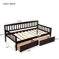thumbnail image 4 of PAPROOS Twin Daybed with Storage, Solid Pine Wood Sofa Bed with 2 Drawers and Wooden Slats, No Box Spring Needed, Espresso, 4 of 10
