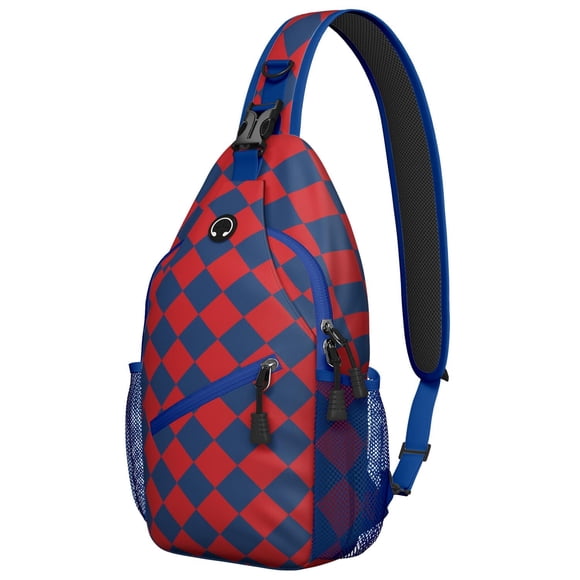 Sac Bandoulière Géométrique Marocain - Sac de Poitrine Fusion à Rayures et à Carreaux avec Conception Antivol - Port Polyvalent pour Voyageurs, Navetteurs et Amateurs de Style Minimaliste