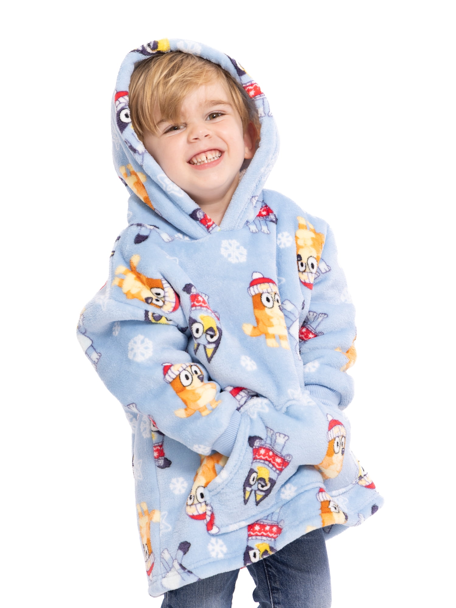 Bluey Toddler Boys Cozy Hoodie with Faux Shearling Lining, Sizes 12M-5T