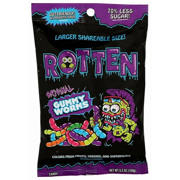 (Pack of 6) Rotten Gummy Original Worms Share Size 5.3 Oz
