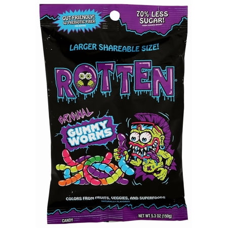 (Pack of 6) Rotten Gummy Original Worms Share Size 5.3 Oz