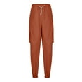 thumbnail image 2 of Autumn And Winter Mens Solid Color Work Pants Drawstring Leg Mouth Sticky Tape Pocket Casual Pants, 2 of 5