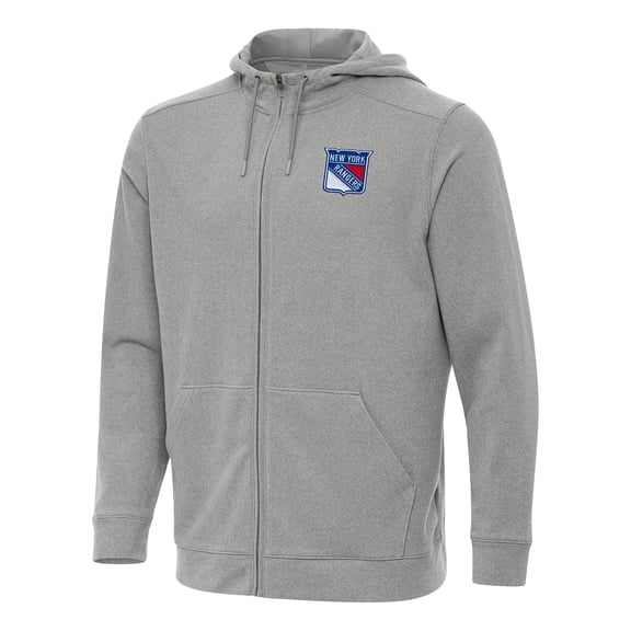Men's Antigua Heather Gray New York Rangers Effortless Full-Zip Hoodie Jacket
