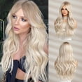 thumbnail image 1 of FORYULIK Gradual White Blonde Wig Female Long Hair Natural Fashion Big Full Head Wig Set, 1 of 3
