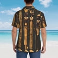 thumbnail image 4 of Logiee Ancient Egyptian Hieroglyph Print Mens Hawaiian Shirts,Loose-Fit Short Sleeve Button Down Tropical Aloha Beach Shirt,Summer Vacation Wedding Tops,Small, 4 of 7