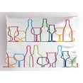 thumbnail image 1 of Wine Pillow Sham Colorful Outline Bottles and Glasses Bar Party Drink Cocktails Modern Fun Collection, Decorative Standard King Size Printed Pillowcase, 36 X 20 Inches, Multicolor, by Ambesonne, 1 of 2