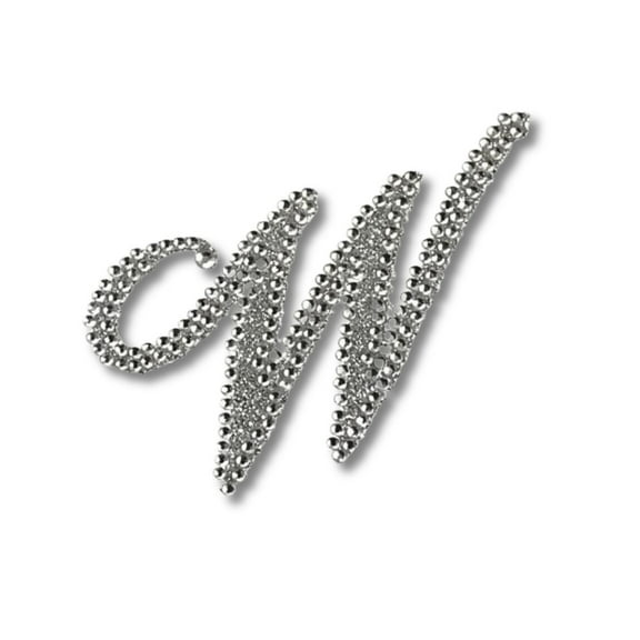 Mardi Gras Spot Glitter Script Letter "W" (Each)