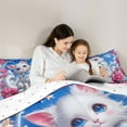 thumbnail image 4 of Castle Fairy Kids Teens Girls Kawaii Bow White Cat Twin Bedding Sets 7-Piece,Pink Floral Rose Bedding Comforter Set Microfiber,Starry Sky Breathable Sheet Sets,Microfiber Bedroom Decor,Reversible, 4 of 8