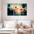 thumbnail image 2 of Elephant Stock Soft Sunset Over Palm Trees Wall Art - Horizontal Multi Panel Canvas - Living Room Wall Decor - Beach Multi Panel - Teal And Orange Decor - 45" x 28", 2 of 4
