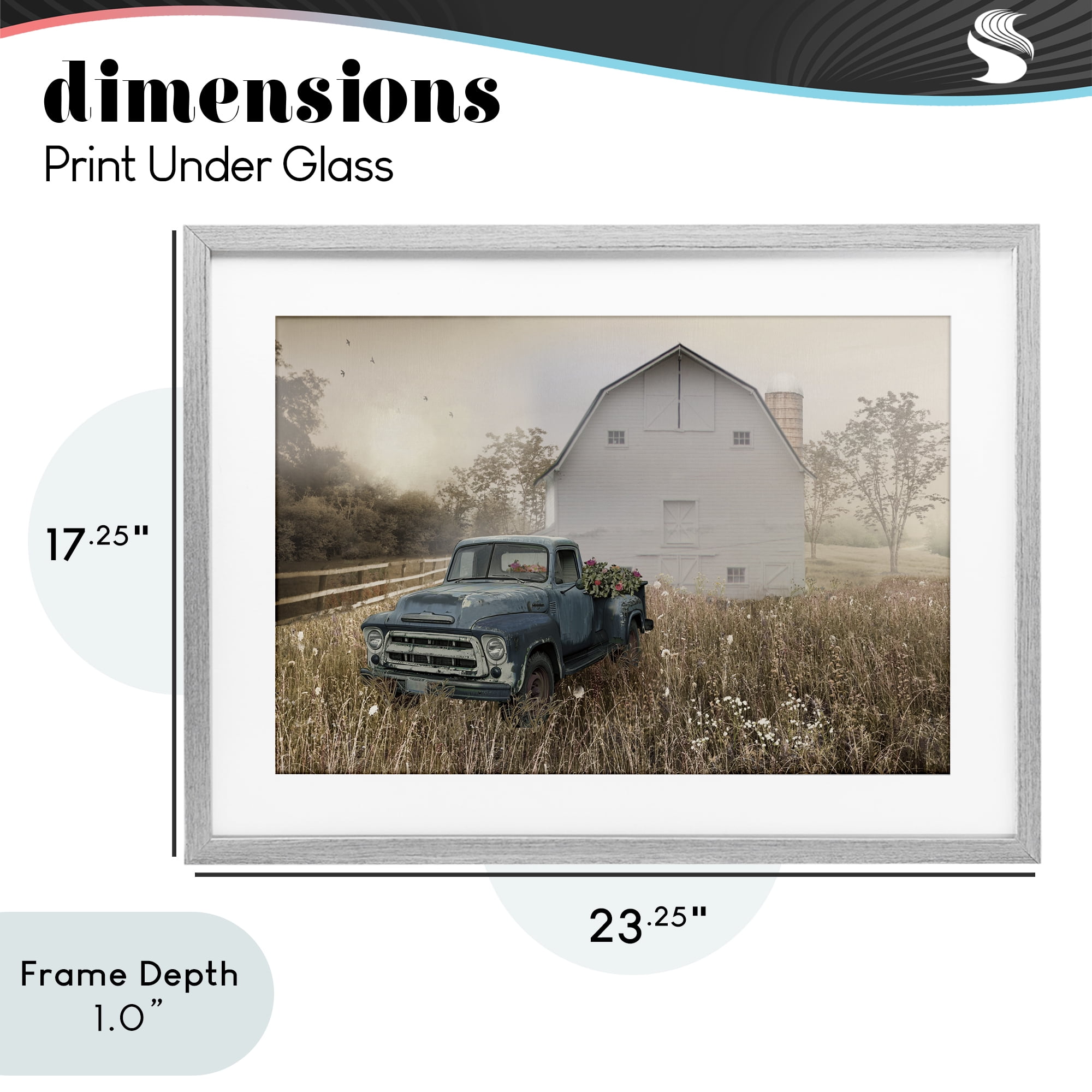 Stupell Industries Vintage Pickup in Wildflowers Gray Framed Print Under Glass, design by Nan