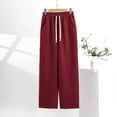 thumbnail image 3 of jtjvou Women's Wide Leg Sweatpants Elastic High Waist Loose Sweat Pants Straight Leg Drawstring Trousers with Pockets Red M, 3 of 6