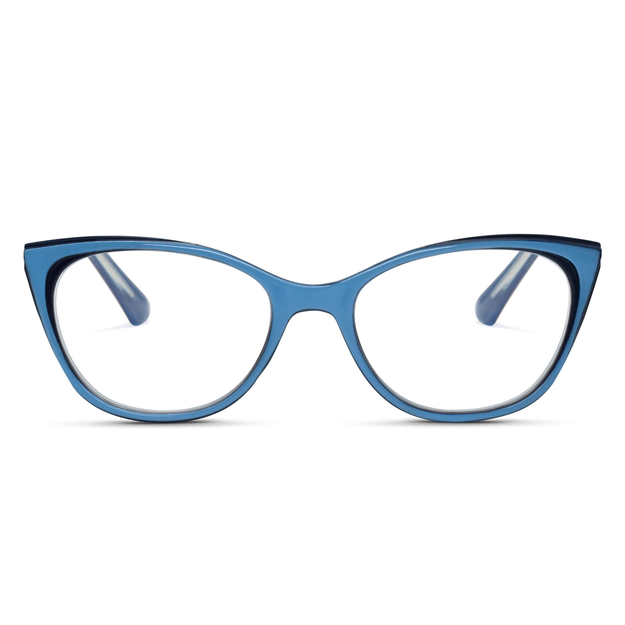 2SeeLife Narrow Cat Eye Reading Glasses for Women – Narrow-Medium Fit, Sturdy Frame, Spring Hinges, Stylish Cateye Readers, Pacific Blue, +1.00