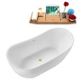 thumbnail image 4 of 66" Streamline G-81-316-PBR Soaking Glossy White Freestanding Tub and Tray With Internal Drain in Polished Brass, 4 of 18