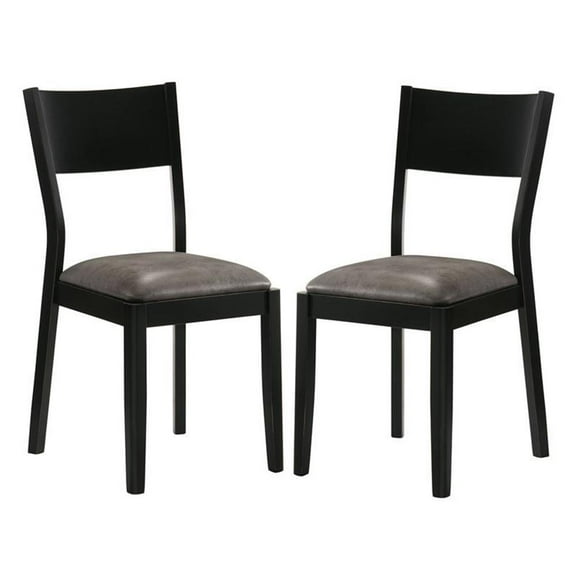 Bowery Hill Wood Padded Dining Chair in Black and Gray (Set of 2)