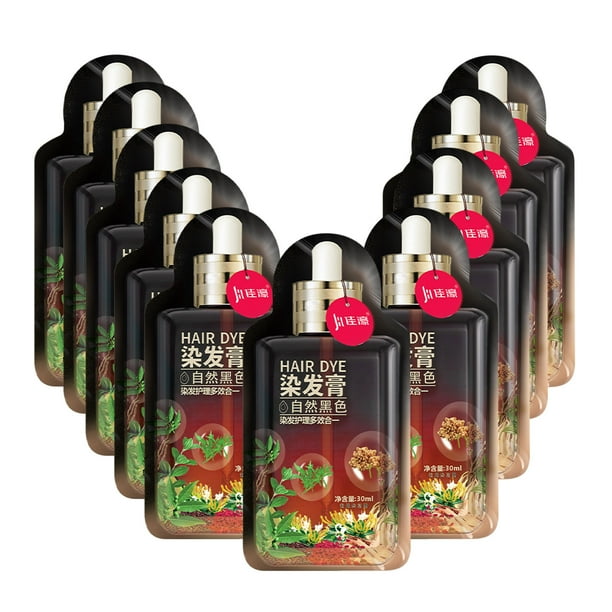 Tinte natural para cabello vegetal, botánico, 30 ml, 10 unidades/caja, para canas, color frutal, crema para teñir el cabello, color natural para cabello vegetal.
