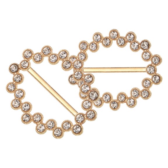 Uxcell 2Pcs Silk Scarf Ring Clip Rhinestone Round Small T-Shirt Ties Buckle, Gold