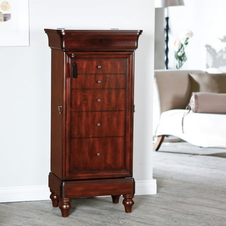 Belham Living Seville Antique Walnut Locking Jewelry Armoire
