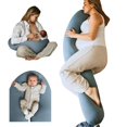 thumbnail image 1 of Almohada de embarazo Cuddo Baby 5 en 1 con funda refrescante azul, 1 of 6
