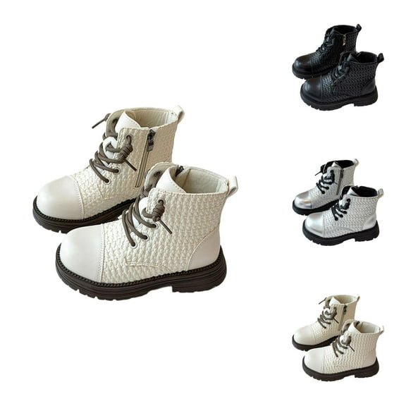 Girls Shoes Girls Combat Boots Girls Boots Children's Woven Fall and Winter Soft Sole Short Booties for Toddlers Stylish Design Ideal for Everyday Wear