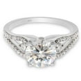 thumbnail image 3 of Round Cut Lab Created Moissanite Diamond Split Shank Engagement Ring In 14K White Gold Plated Sterling Silver(G-H Color,VVS1 Clarity,2.00 Cttw)-5.5, 3 of 7