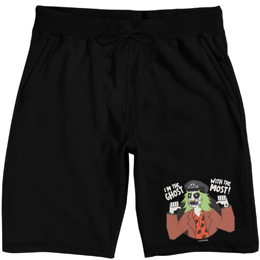 Beetlejuice I'm The Ghost With the Most Men's Black Sleep Pajama Shorts-Medium