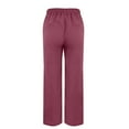 thumbnail image 5 of GZWYHT Cropped Linen Pants Women，Baggy Lounge Pants High Waist Summer Casual Wide Leg Pant Solid Color For 29"/31" Flowy Travel Wide Leg Yoga Pants Drawstring Ela，Red S, 5 of 7