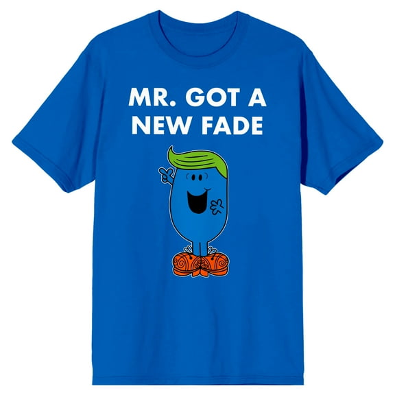 Mr. Men And Little Miss Meme Mr. Got A New Fade Crew Neck Short Sleeve Royal Blue Men's T-shirt-Small