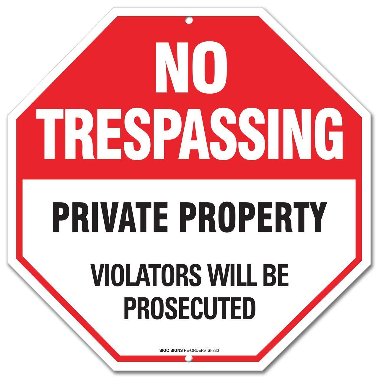 Aluminum Sign Legend /" No Trespassing Private Property/"  Rectangle 6/" x 12/" A-4