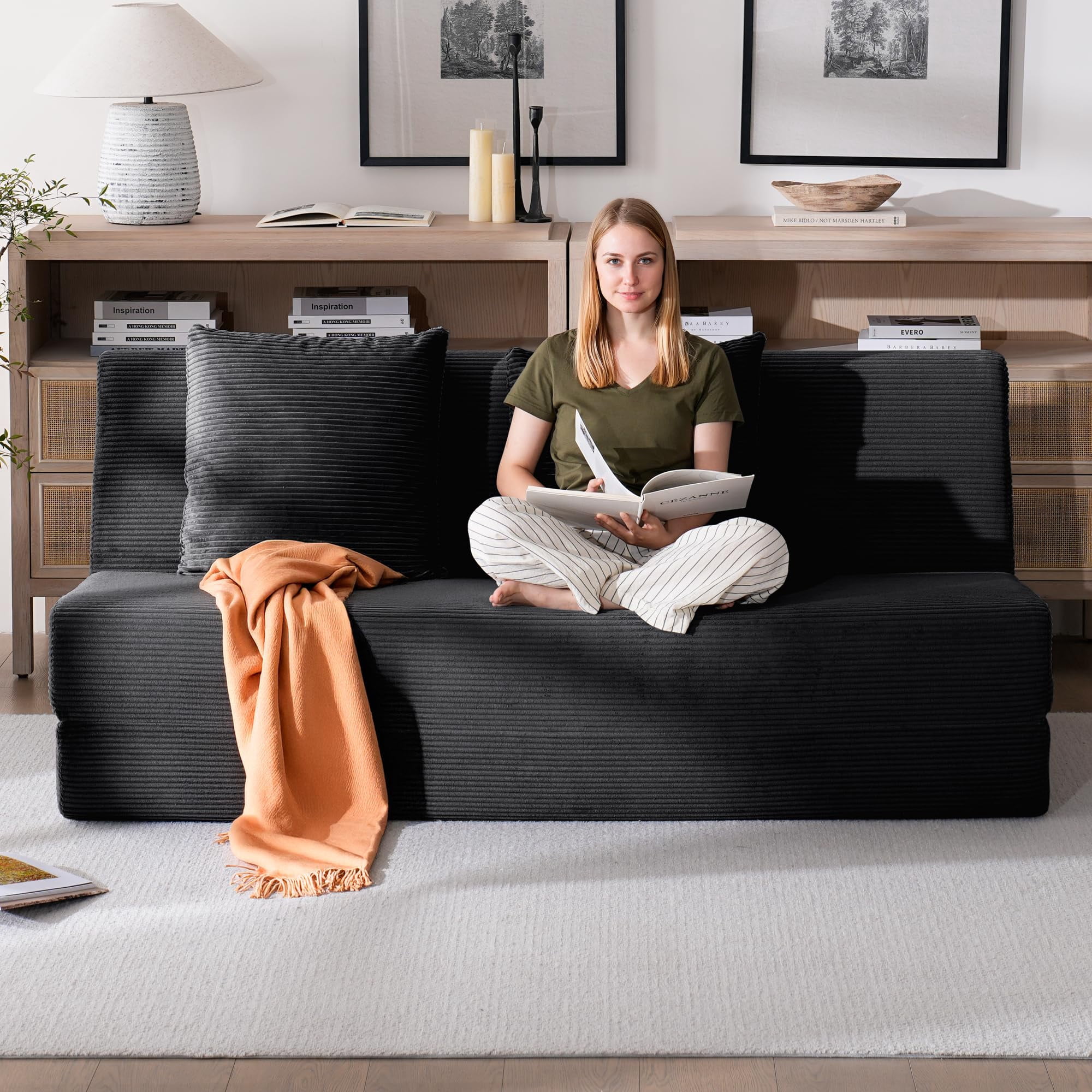 Vorthio Ergonomic Accent Sofa Chair with Wide Seat and Deep Cushion, 105° Reclined Backrest, High Density Foam & S Spring Support, Dual Removable Fabric Covers, Steel Frame Living Room Lounge Chair