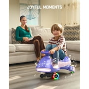 FanttikRide N7 Pro Electric Wiggle Car, Rechargeable Battery, 2-Speed, Anti-Rollover, Flashing Wheels, Bluetooth, Kids Car for Ages 3+, 150 lbs, Pink