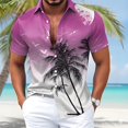 thumbnail image 2 of Mens Hawaiian Shirt Tropical Short Sleeve Button Down Shirts Summer Beach Lightweight Top Purple XXL, 2 of 5