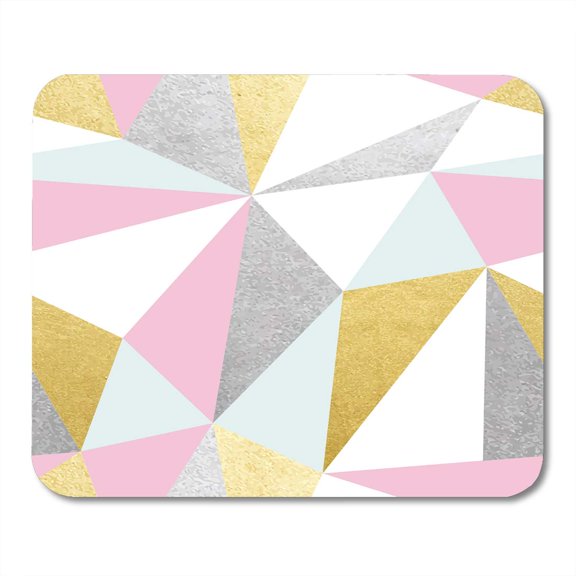 SIDONKU Abstract Geometric Gold and Silver Triangles Pastel Simple Modern Pattern Suitable Papers Mousepad Mouse Pad Mouse Mat 9x10 inch