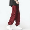 thumbnail image 6 of Men's Solid Color Thin Cargo Pants Casual Wide-Leg Pants Ice Silk Summer Straight Casual Long Trousers Streetwear, 6 of 7